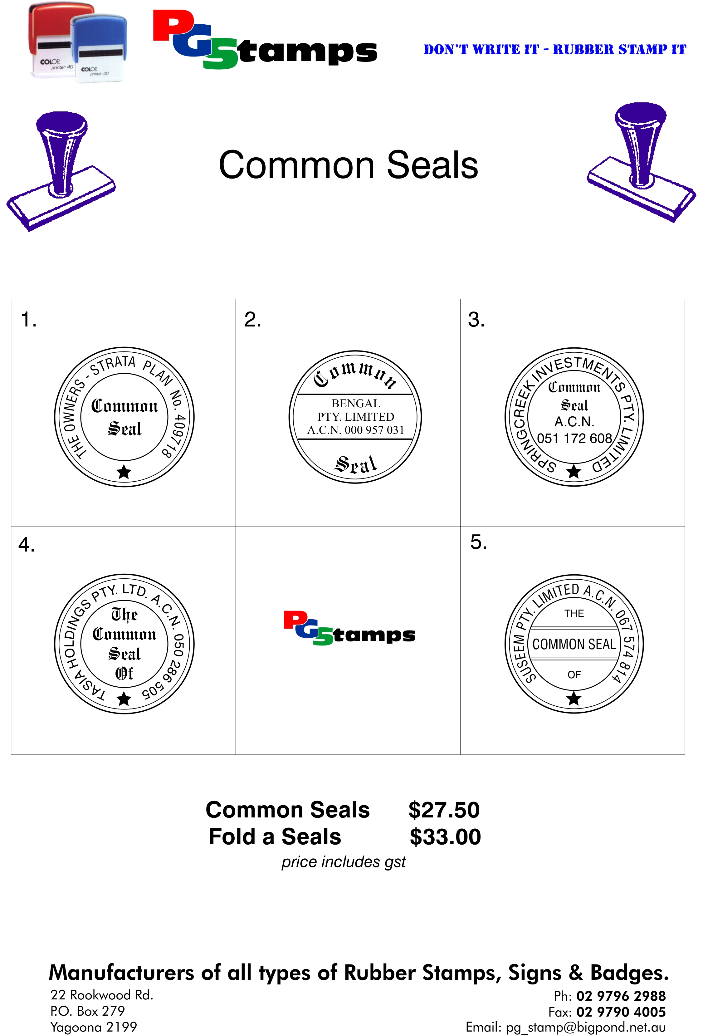 Common Seal Strata Title Stamps PG Stamps Sydney Australia pre-inked-california-notary-stamp-made-entirely-in-america