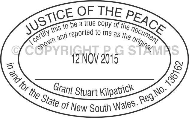 J.Peace No. 10. $65.50 incl. gst. Date Stamp. Size 53mm X 33mm