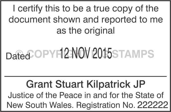 J. Peace No. 11 JP Certification Date Stamp