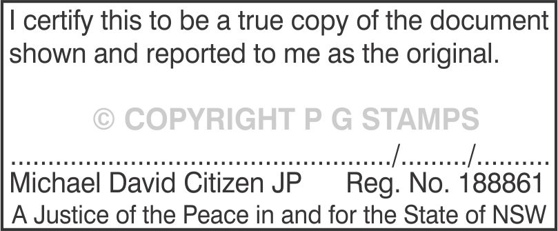 J. Peace No. 5  Certification Stamp