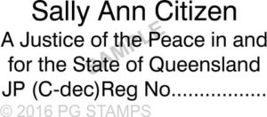 QLD01 Justice of the Peace Name Stamp . 