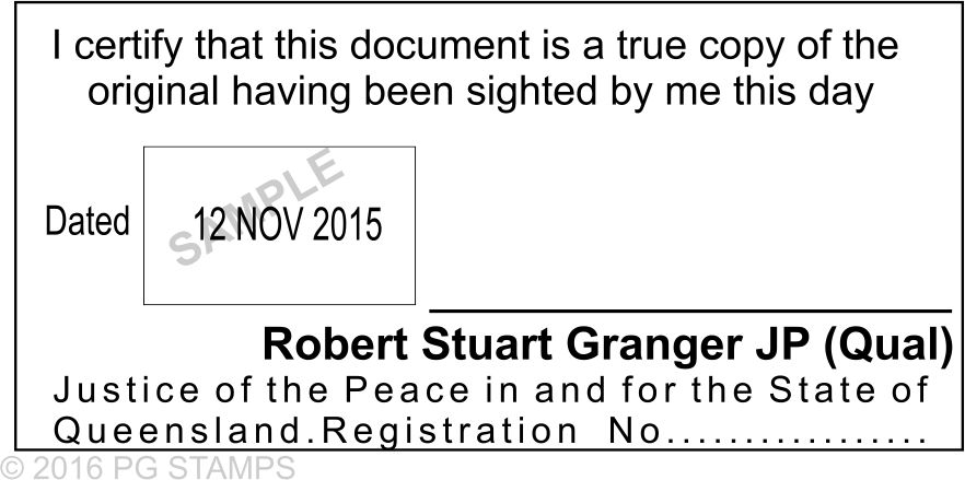 QLD31 JP Certification Date Stamp