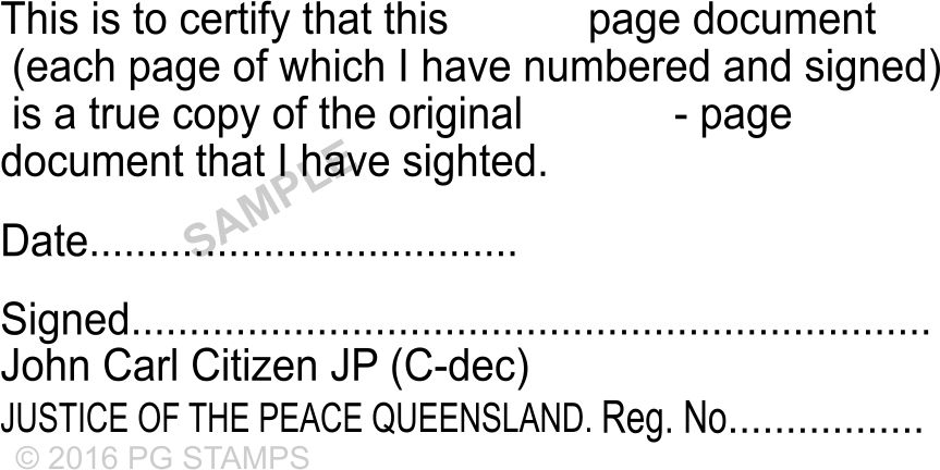 QLD35 JP Multiple Page Document Certification Stamp