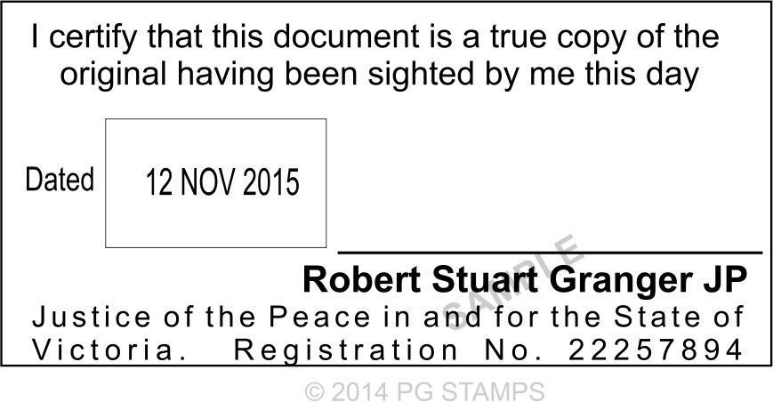 VIC19  Certification stamp with changeable date