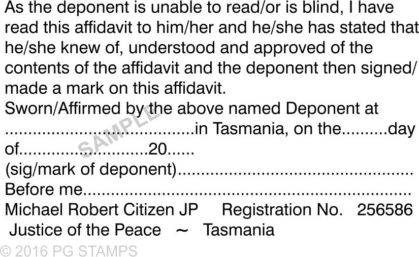 TAS39  JP Unable to read or Blind Affidavit