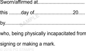 WA26A  Sworn/Affirmed stamp for physically incapacitated