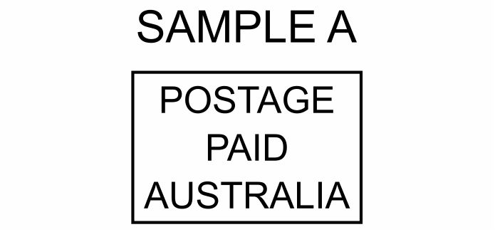 Sample A & C-Postage Paid Australia Hand Stamp $19.85 including gst-