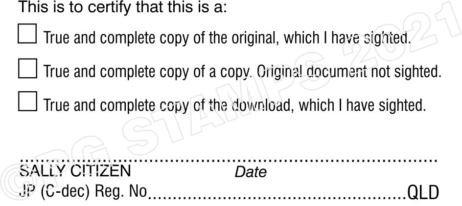 QLD 60 Certifying Stamp with three options included