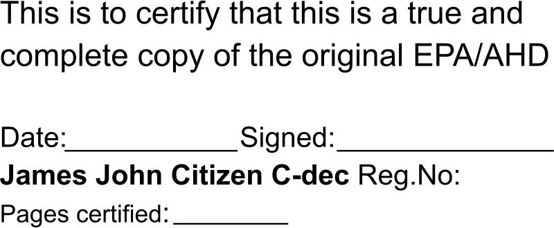 QLD 64 Certifying copies of EDA and AHD with page addition