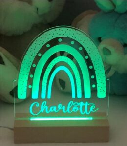 PERSONALISED ACRYLIC RAINBOW NIGHT LAMP with BASE