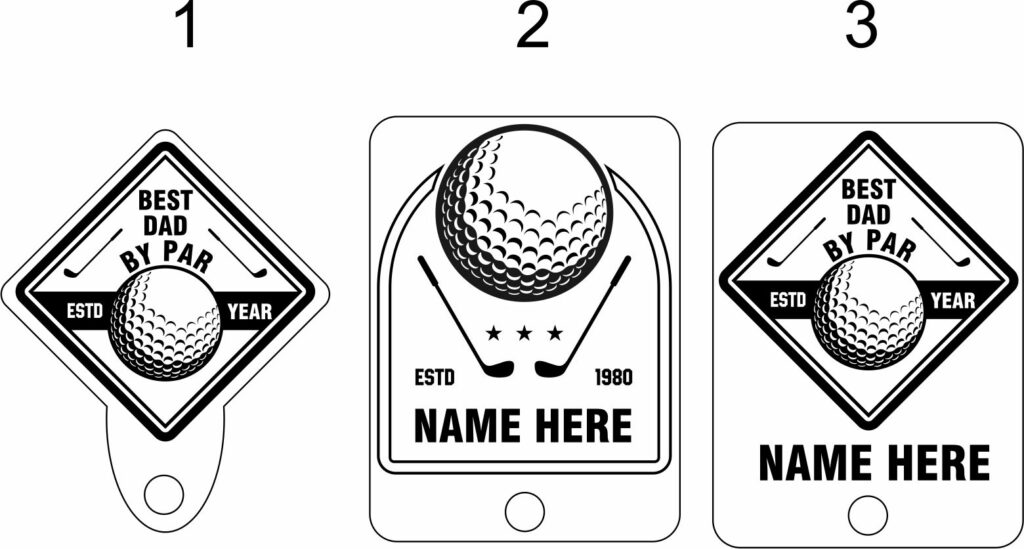 KEYRINGS GOLF THEME PERSONALISED PG STAMPS