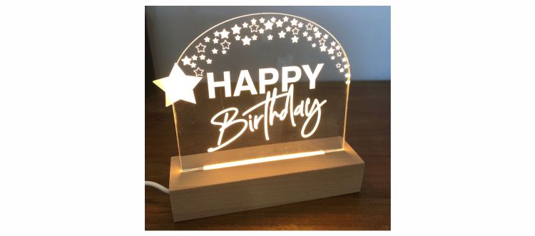 HAPPY BIRTHDAY STAR COMET LED ACRYLIC LIGHT BASE