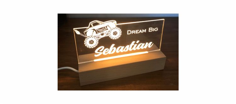 DREAM BIG MONSTER TRUCK LED ACRYLIC LIGHT BASE