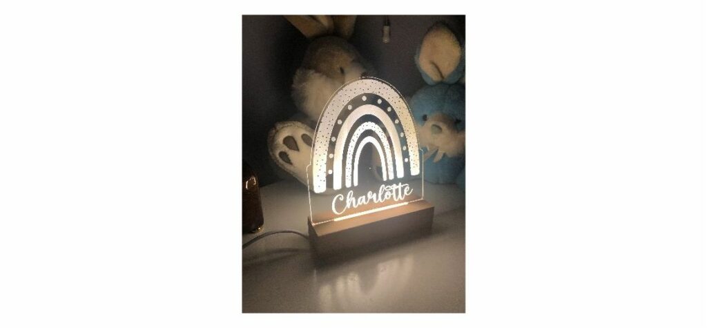 PERSONALISED ACRYLIC RAINBOW NIGHT LAMP with BASE