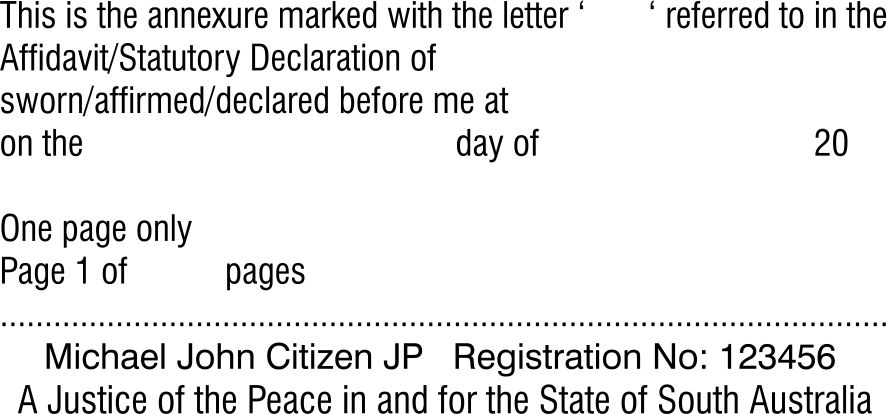 SA11  Justice of the Peace Affidavit/Declaration