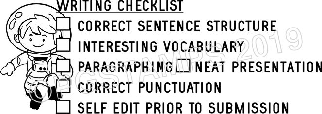 ASTRONAUT 3 - Writing Checklist checkbox stamp