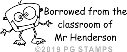 MONSTER 34 - Personalised BORROWED FROM teacher stamp