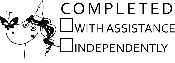 Unicorn 15 COMPLETED/ASSISTED teacher stamp